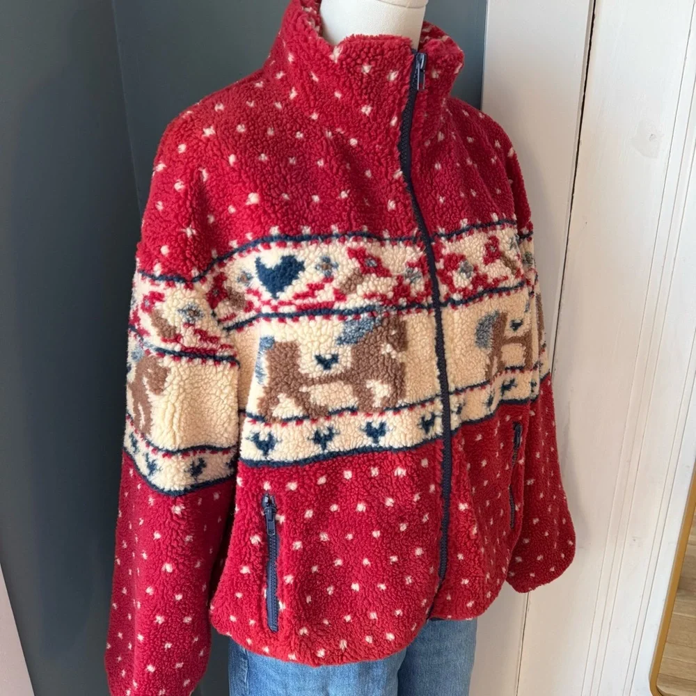 NWT Cider Sherpa Fleece Zip Up Nordic Print Jacket - Picture 3 of 16